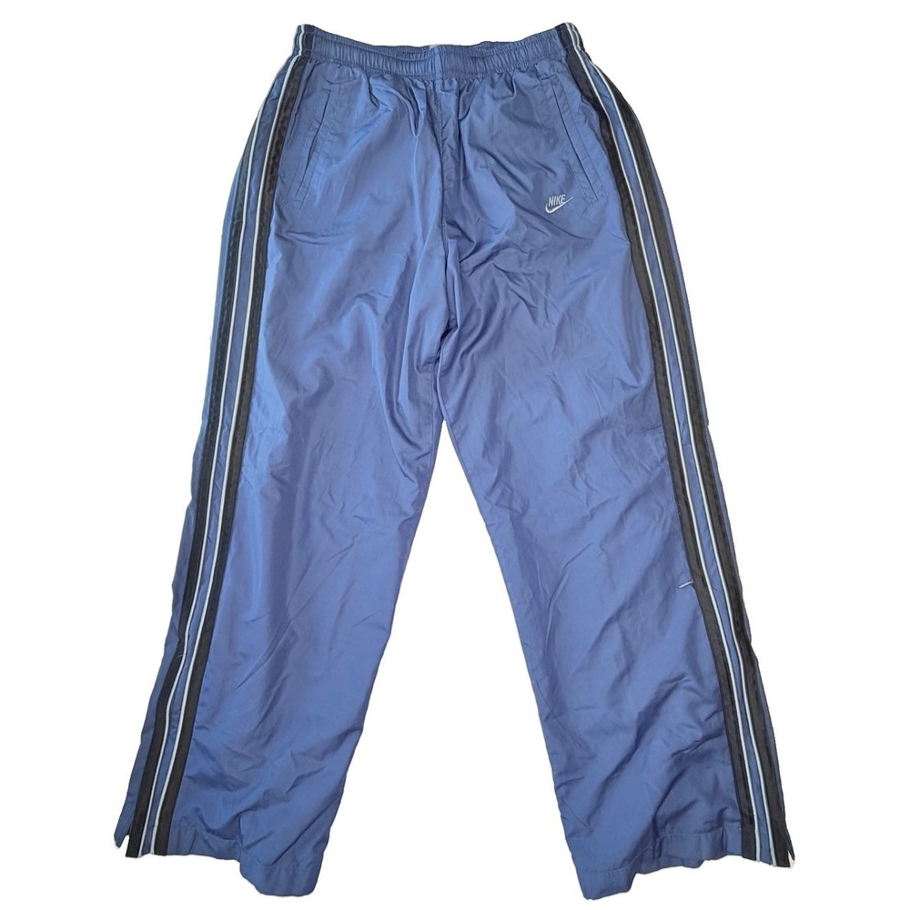 Vintage Y2K Nike Boys Large Blue Track Pants Ankle Zip Mesh Lined Windbreaker